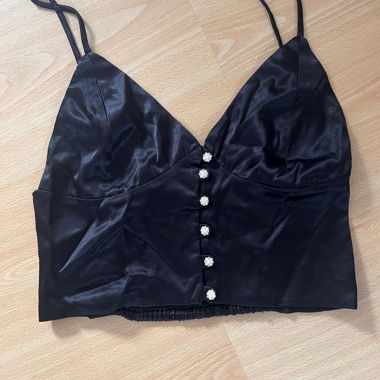 Zara Satin Black Bralette with Straps