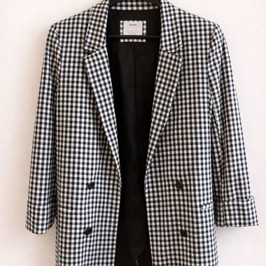 Bershka Vichy checked blazer black-white size S