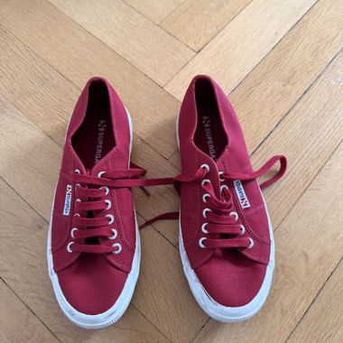Red Superga canvas sneakers