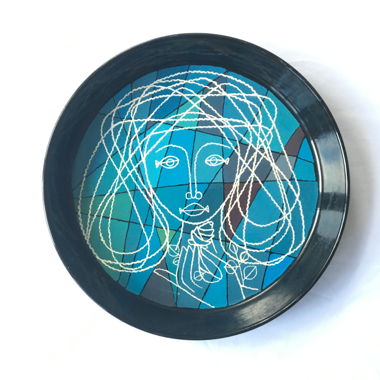 Acrylgemälde auf Metall - Frau - Abstrakte Kunst
