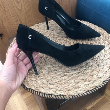 Elegant Velvet Black Heels Optional Anklet FR37