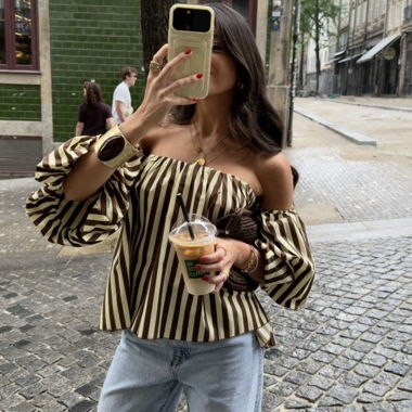 Blouse rayée épaules dénudées taille S/M