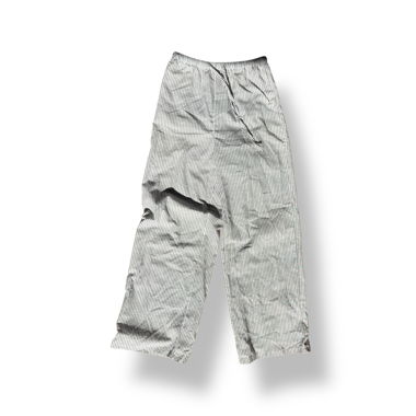 grey and white striped linen pants