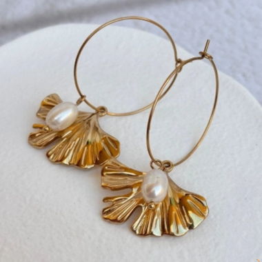 Orecchini cerchi con perla, nuovi