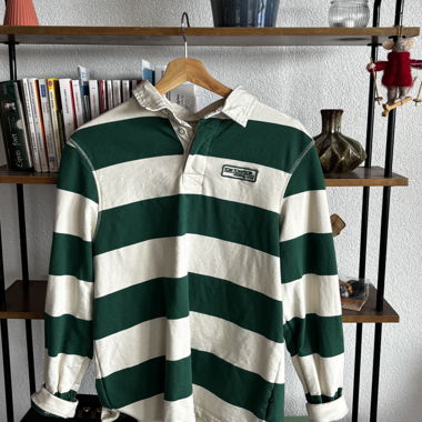 Tom Tompson gestreiftes Rugby-Poloshirt S