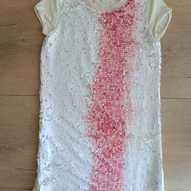 Vestito con paillettes bianco rosa