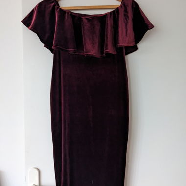 Burgundy velvet dress bodycon off-the-shoulder