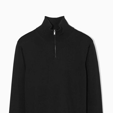 COS - Black half-zip knit jumper