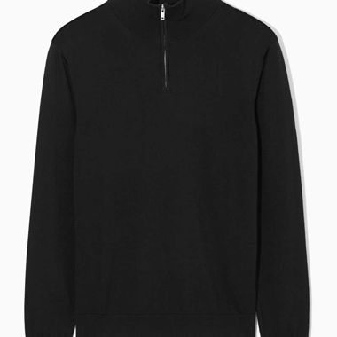 COS - Black half-zip knit jumper