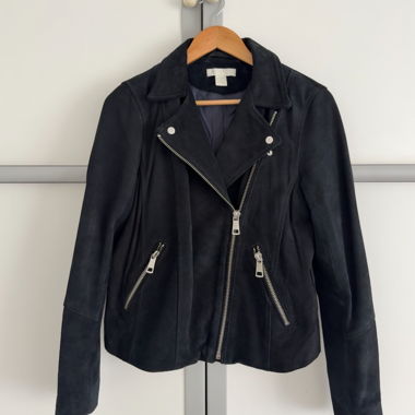 Giacca biker in camoscio blu scuro H&M 36-38