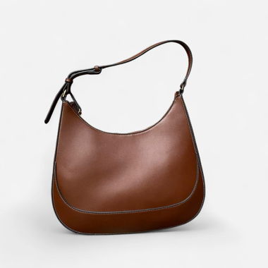 Sac à Épaule en Cuir Marron Mango