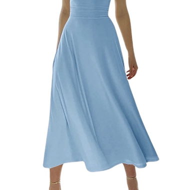 Hellblaues Midi-Trägerkleid