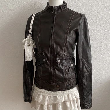 Vintage Y2K Leather Jacket Dark Brown / Japanese Style