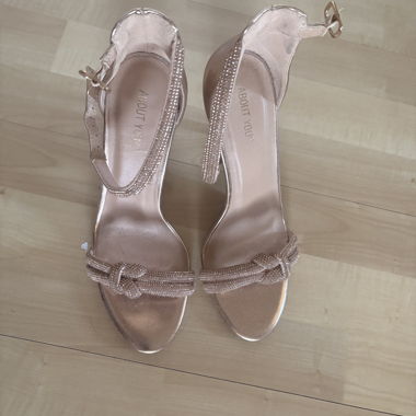 Rose-gold heeled sandals