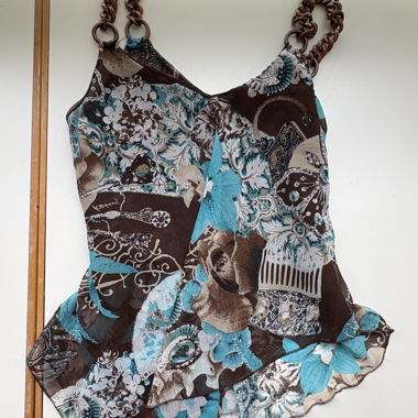 Y2K Patterned chiffon top