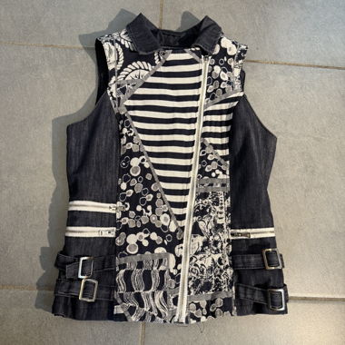 Patchwork sleeveless denim vest Vintage