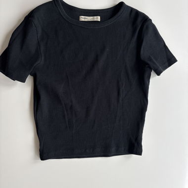 T-shirt noir côtelé