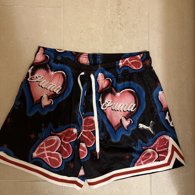 Puma Mesh Shorts Heart Pattern