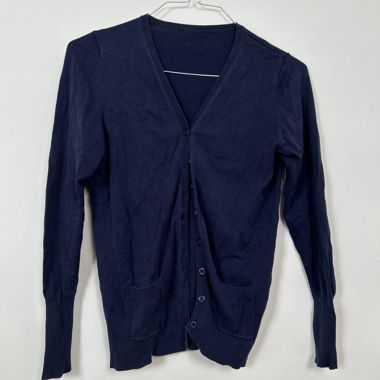 Cardigan aus Seide/Baumwolle in Navy mit Knöpfen