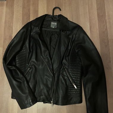 Veste noire en simili cuir Gr. L