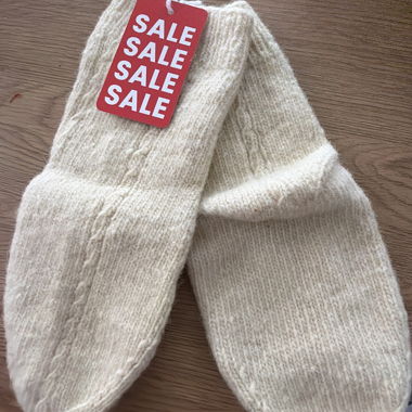 Wollsocken beige Handgemacht