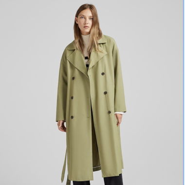Green bershka trenchcoat