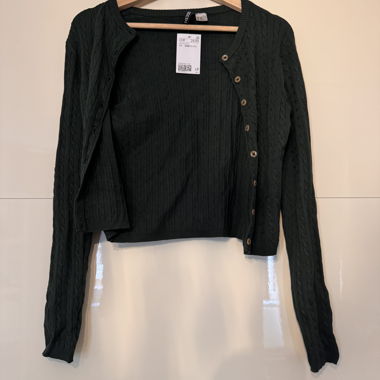 Cardigan en maille vert foncé