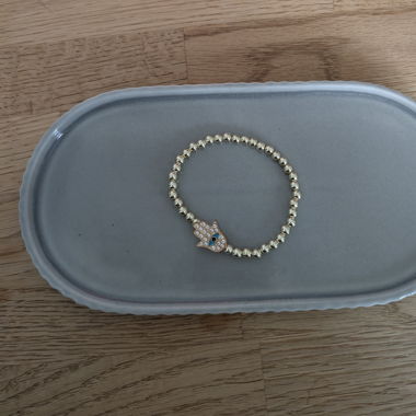Goldenes Armband Hand der Fatima mit Strasssteinen