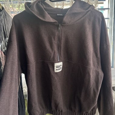 Brauner Cord-Hoodie im Vintage Style