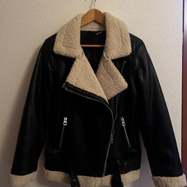 faux leather biker jacket with a sherpa lining