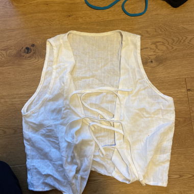 White linen tie-back vest