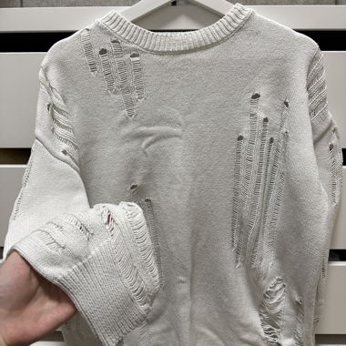 Clockhouse weisser Destroyed-Pullover M