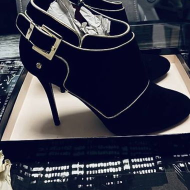Black high-heel sandals