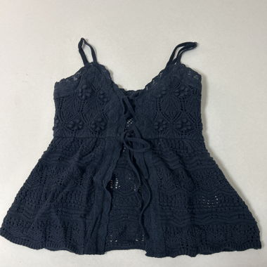 Navy crochet sleeveless open top