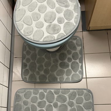 3-tlg. Badvorleger-Set, grau neuwertig