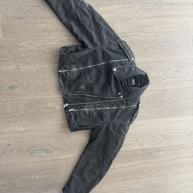 Veste biker noire en simili cuir
