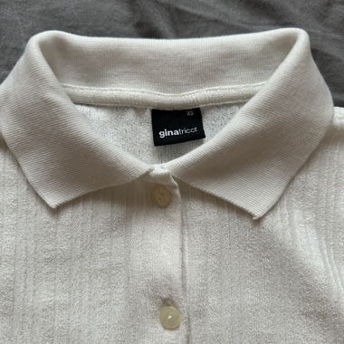 Polo a coste bianco Gina Tricot XS
