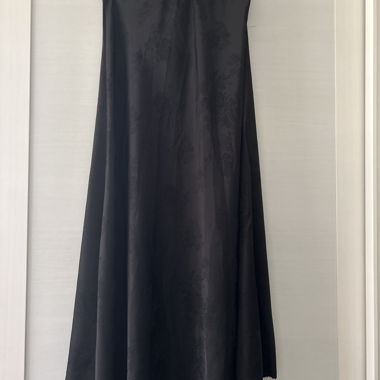Black long satin skirt