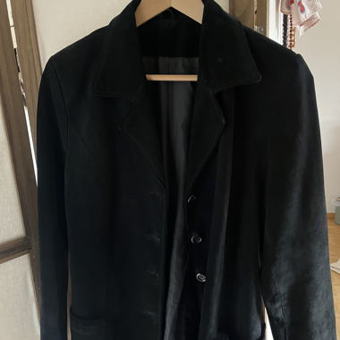 Blazer noir en cuir véritable vintage