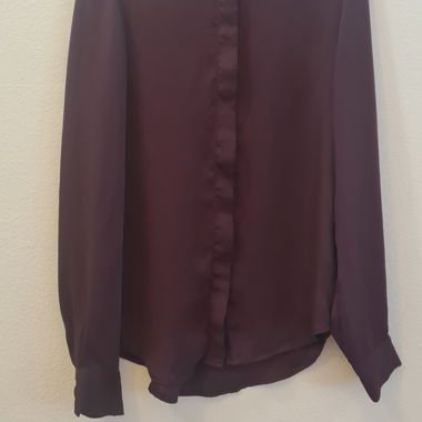 Burgundy Blouse with Button Placket