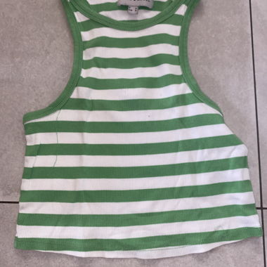 Green and white striped top