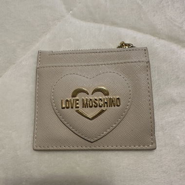 Love Moschino beige card holder
