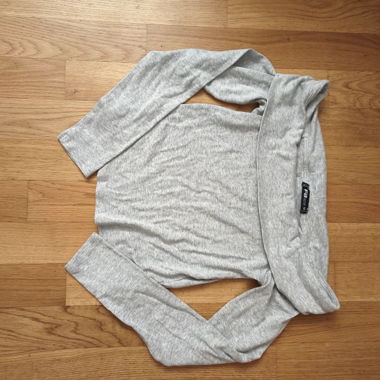 Graues Offshoulder Langarmshirt 