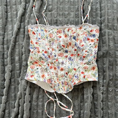 Top corsetto con motivo floreale