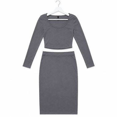 Crop-Top- und Rock-Set grau