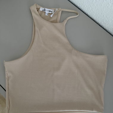 Top corto beige a coste