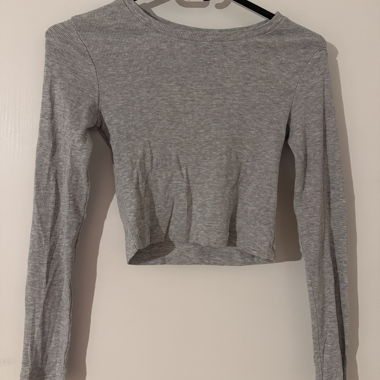 Grey Ribbed Crop Top