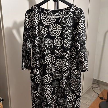 Marimekko Dress, L, black and white pattern cotton