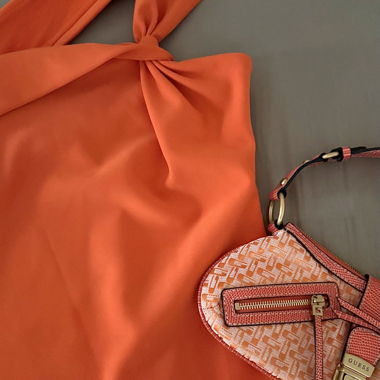 Orange Coral One-Shoulder Midi Dress