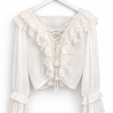 Camicia bianca con balze e lacci